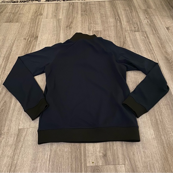 Selected Homme Dark Navy Blue with black trim 3/4 zip sweatshirt - Picture 3 of 9